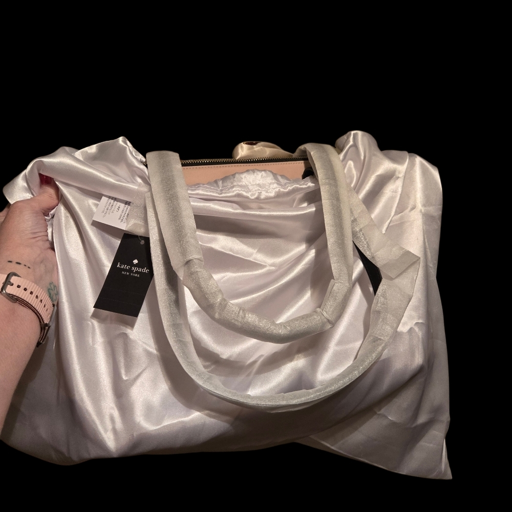 Kate Spade Kitt Colorblock Warm Beige Large Nylon Tote With Dustbag/scarf NWT - Picture 11 of 12